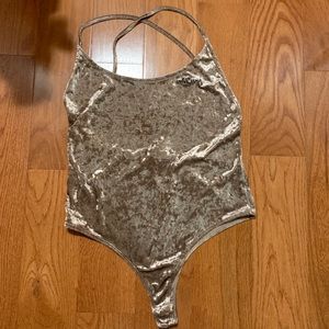 Tan/gold velvet bodysuit